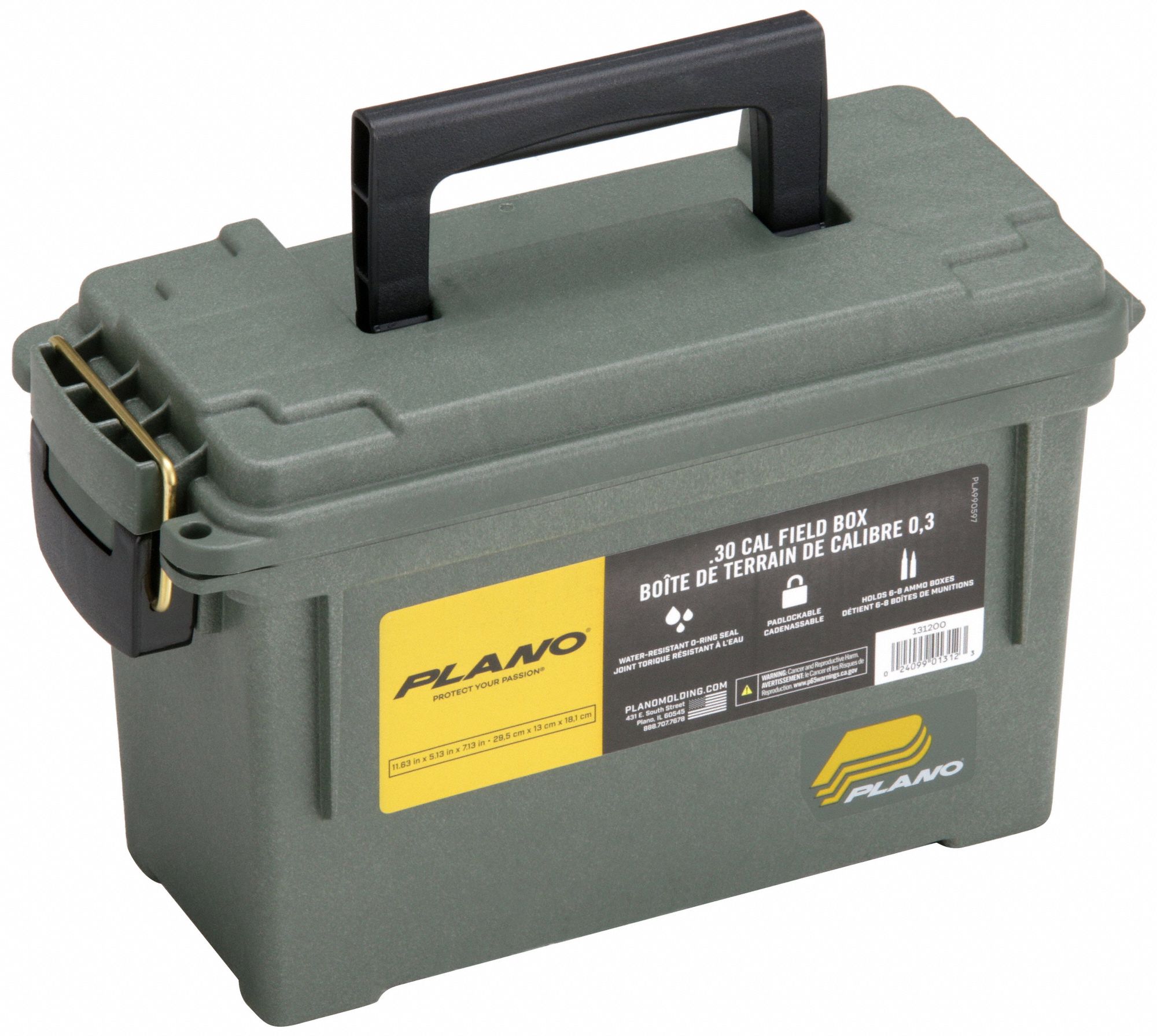 STORAGE BOX, 11⅝ IN X 5⅛ IN X 7⅛ IN, GREEN, 8 COMPARTMENTS, BRASS BAIL, PLASTIC