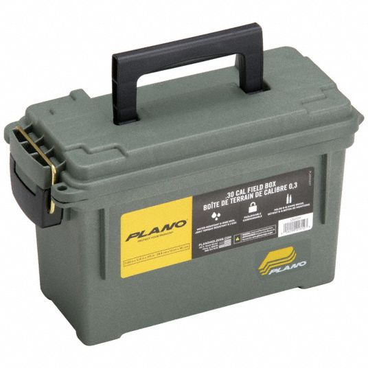 One green Plano ammo box.