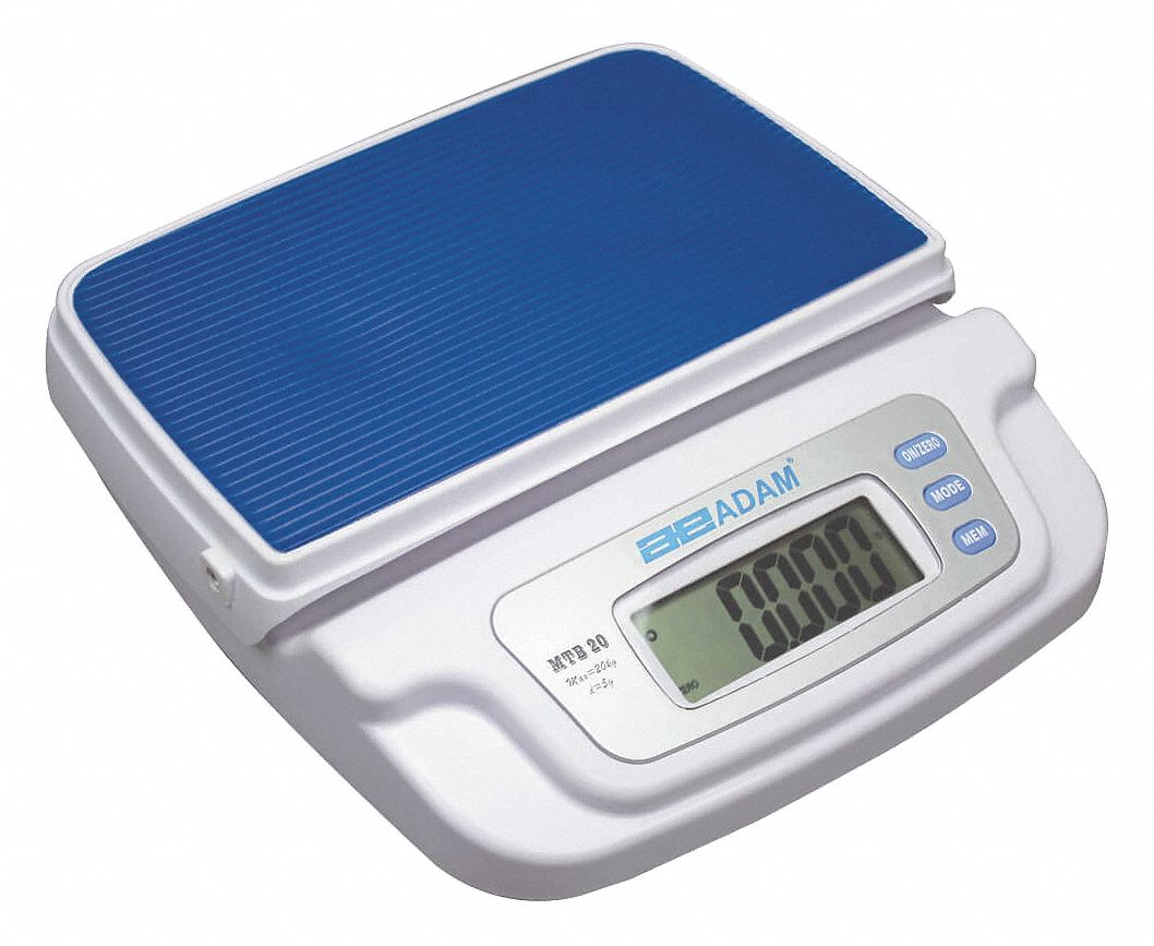 DORAN Infant Scale: Digital, 20kg/44 lb, kg/lb, 11 in Weighing Surface Wd,  0.005kg/0.01 lb