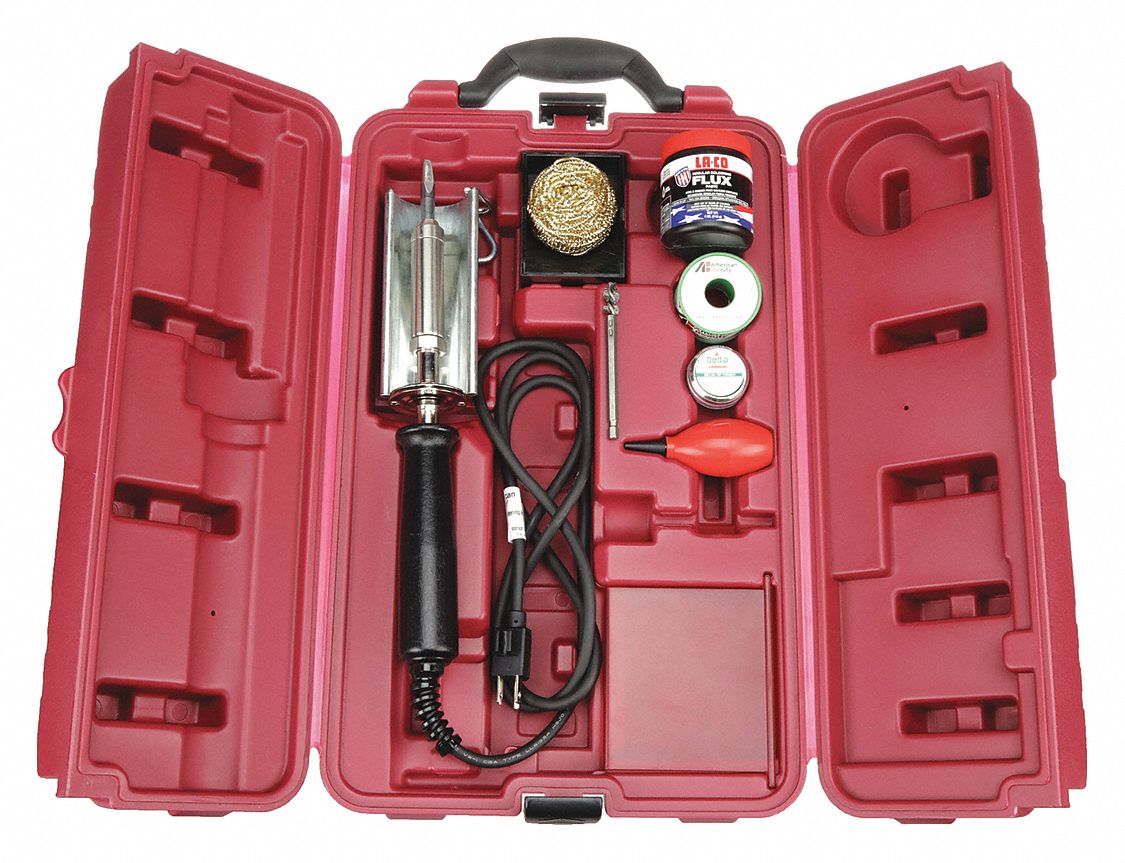 Soldering Kit: 150 W, 1, 000°F, Diamond Tip, 0.07 in Tip Wd, Soldering Iron Kit