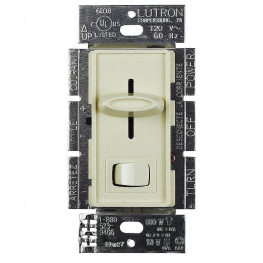 LUTRON Lighting Dimmer 3Wire Fluorescent/LED, Hard Wired, 1Pole, 3