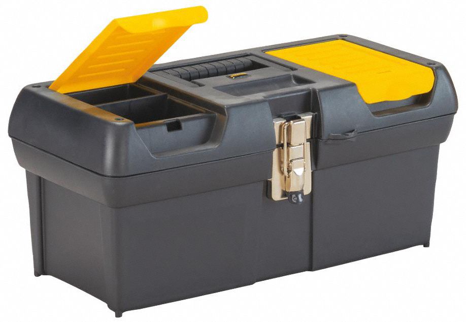 Grainger Small Plastic Tool Box, Lockable, Gray