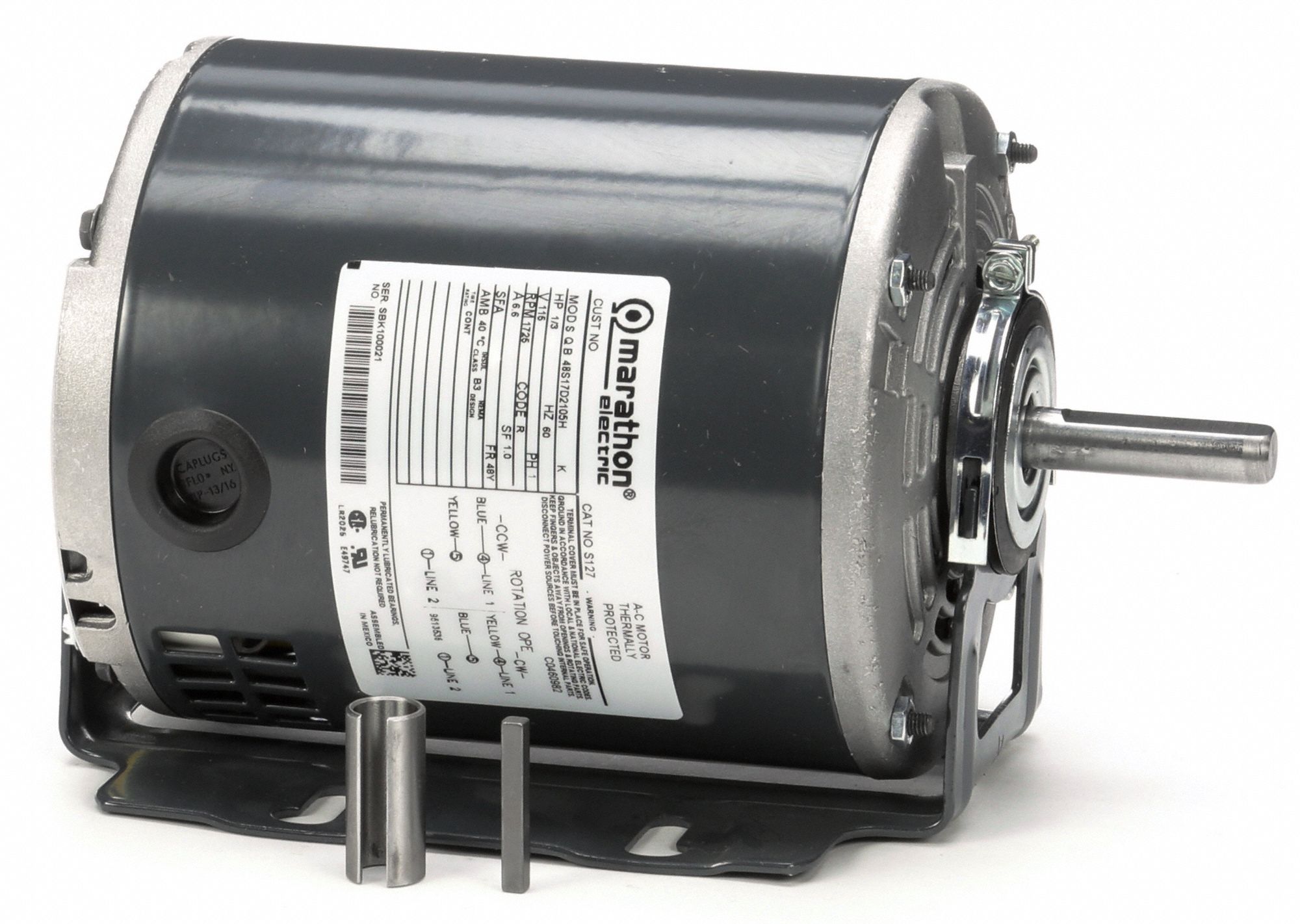 MARATHON MOTORS General Purpose Motor Open Dripproof, Cradle Base Mount, 1/3 HP, 115V AC, 48Y