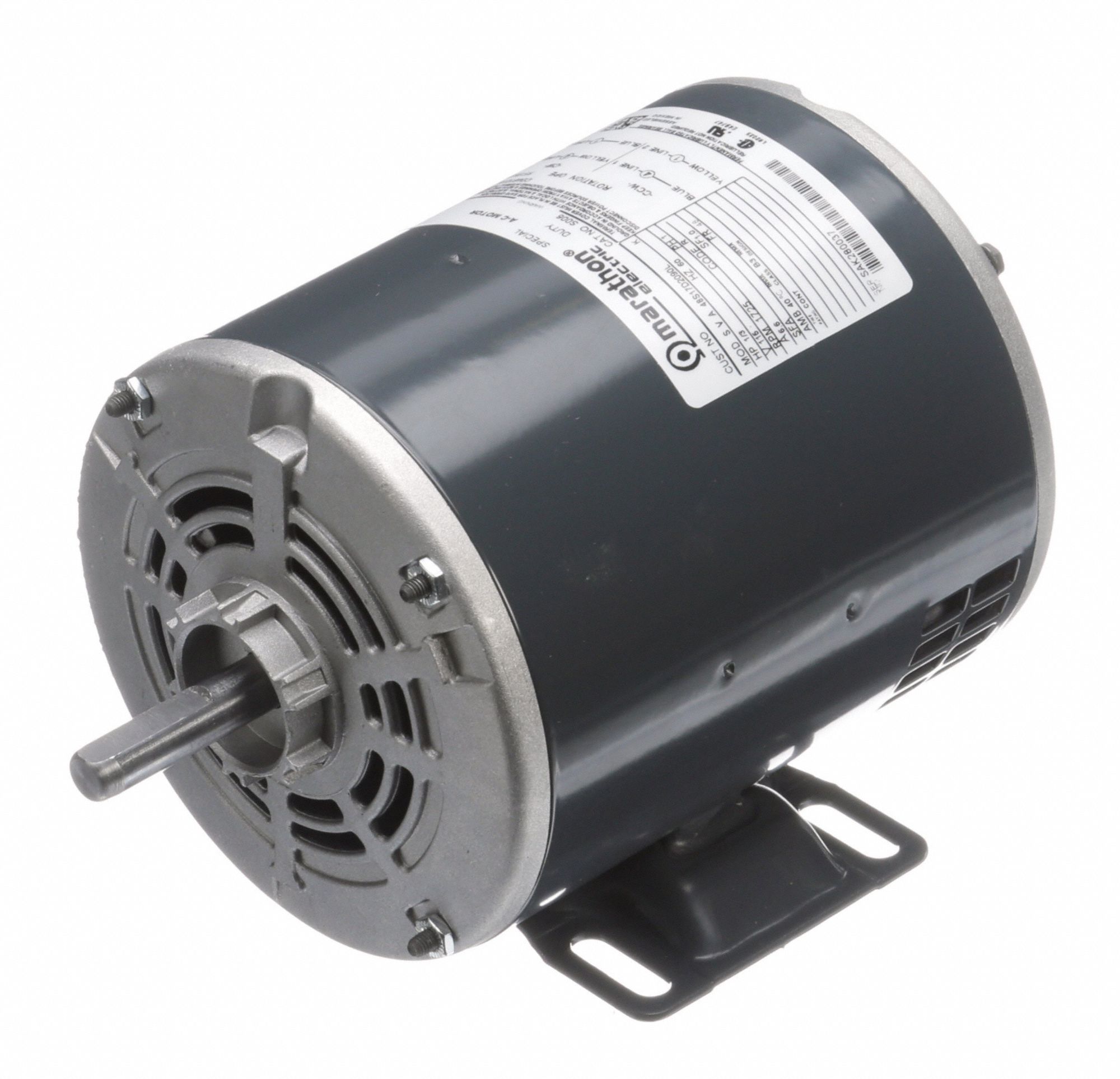 Marathon Motors General Purpose Motor, 1 3 Hp, Split-phase, Nameplate 