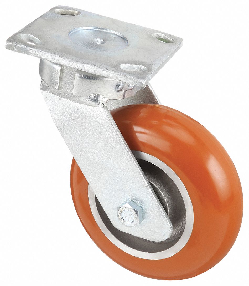 EASY-SWIVEL EXTENDED-LEAD KINGPINLESS PLATE CASTER, 6 IN WHEEL DIA, 1000 LB, FIRM