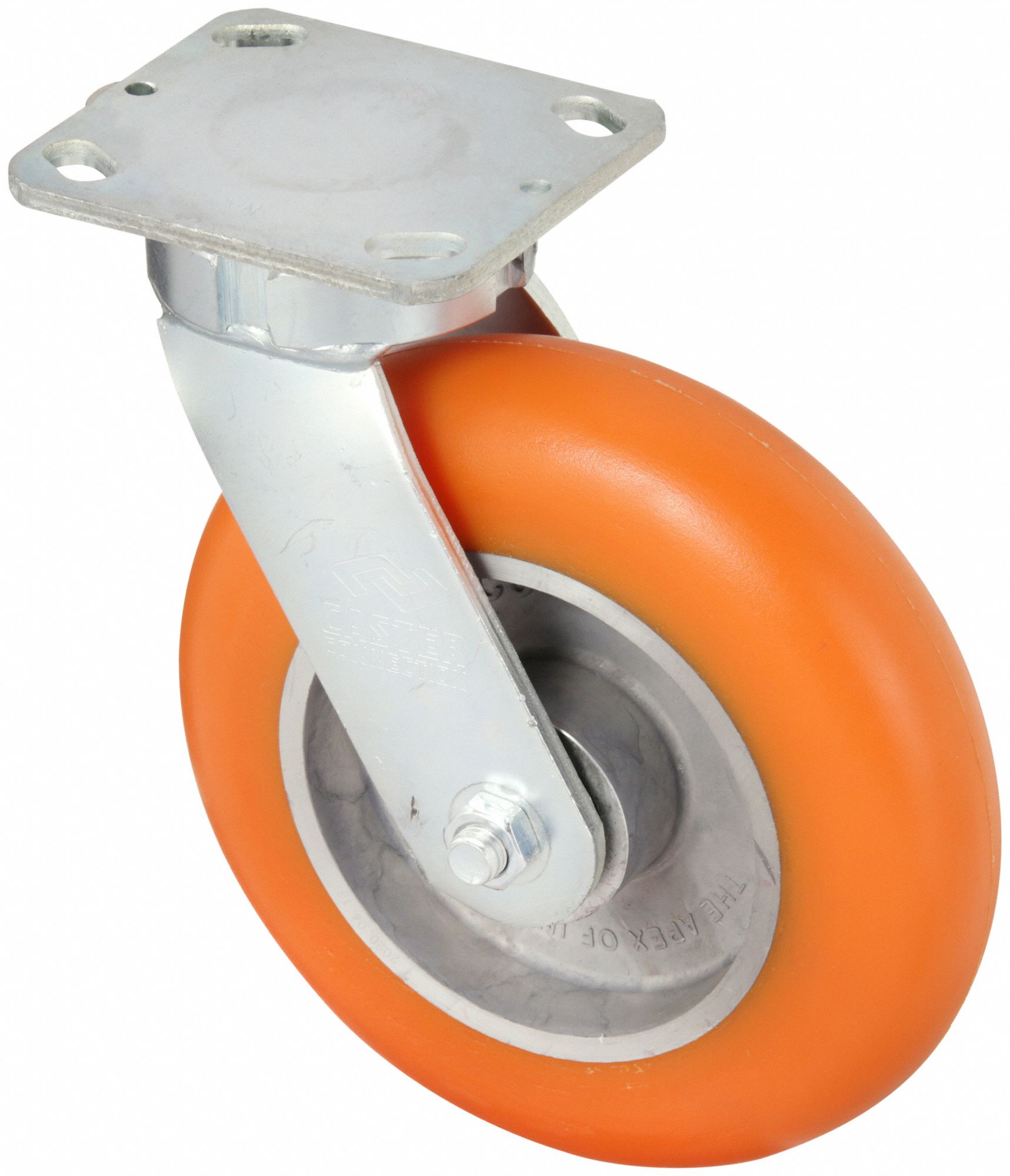 KINGPINLESS PLATE CASTER, 8 IN WHEEL DIAMETER, 1200 LB, 9½ IN MOUNTING H, FIRM
