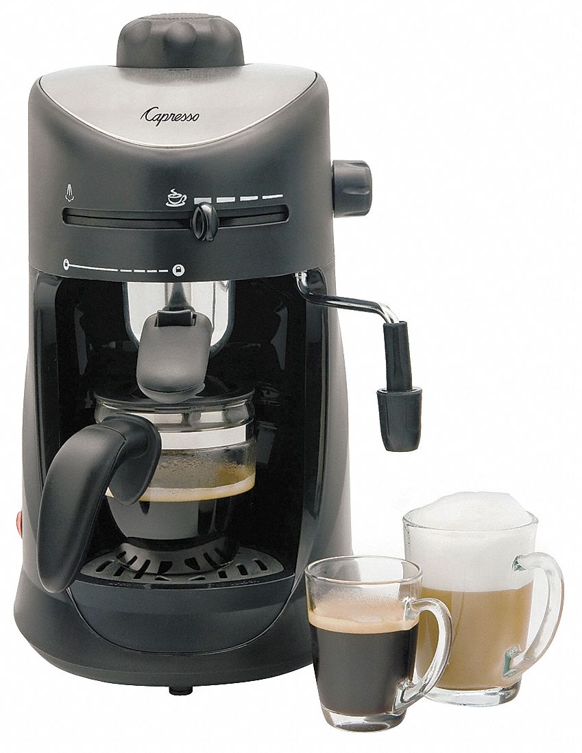 Espresso Machine: Single, 10 oz, 10 oz Brewing Capacity, 120V, 800W, Black/Silver