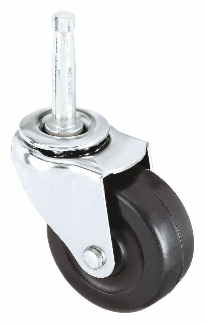 2 in Wheel Dia., 75 lb, SingleWheel GripNeck Stem Caster 19YX28