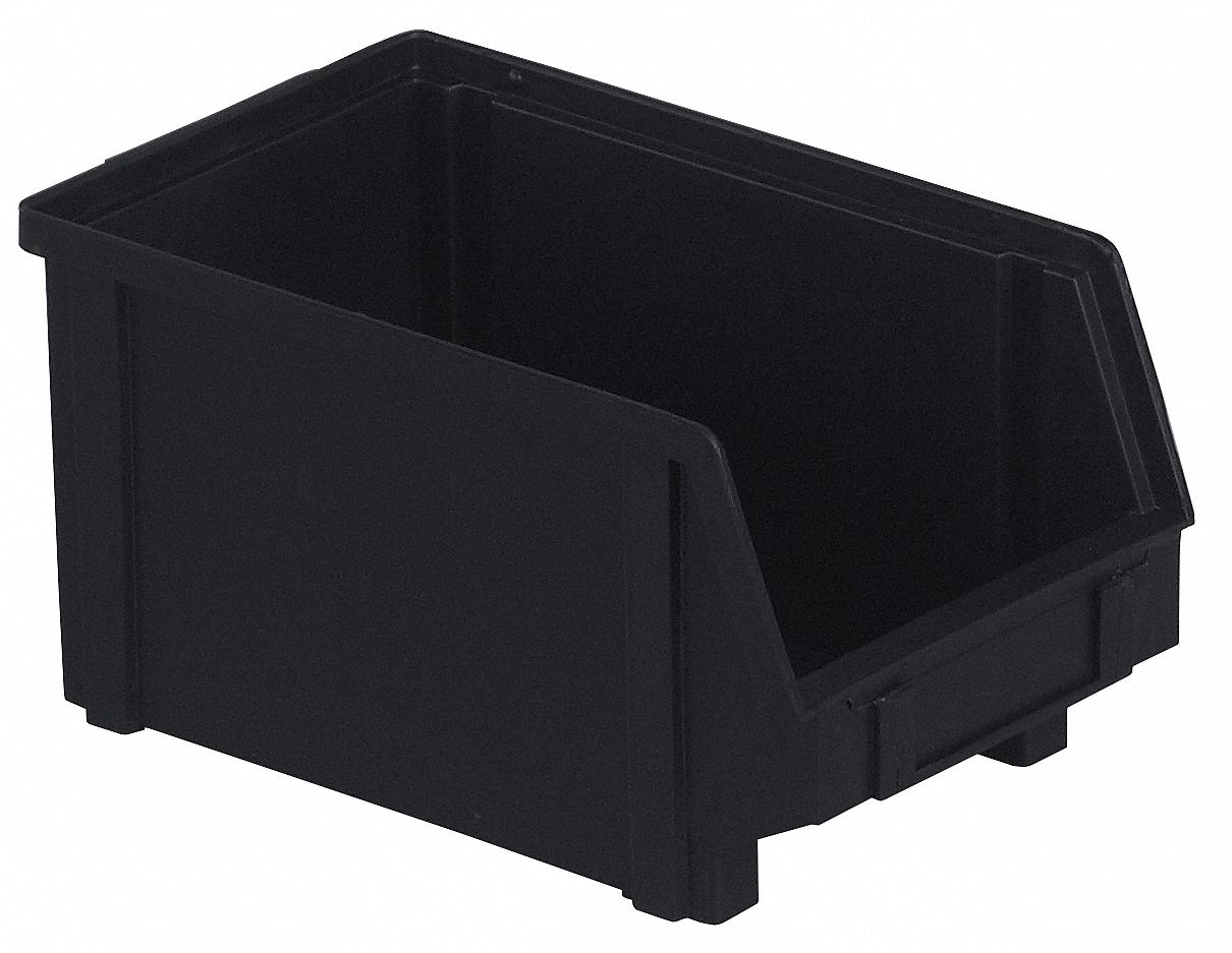 LEWISBINS ESD Conductive Stack and Hang Bin, Black, 9 1/2 in Outside
