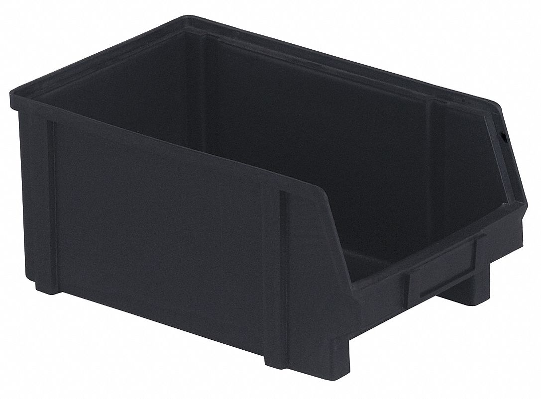LEWISBINS ESD Conductive Stack and Hang Bin, Black, 12 7/8 in Outside Length, 8 1/8 in Outside