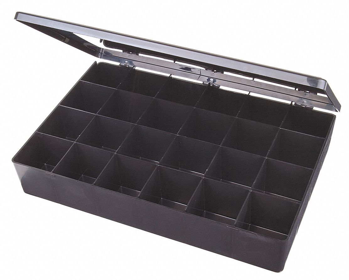 FLAMBEAU, 8 3/4 in x 13 in x 2 3/8 in, Black, ESD Compartment Box ...