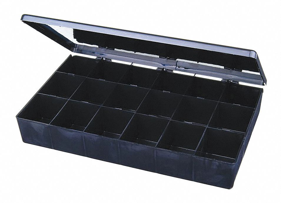 FLAMBEAU ESD Compartment Box, Black, 1 13/16 inH x 6 7/16 inL x 10 3/4 ...