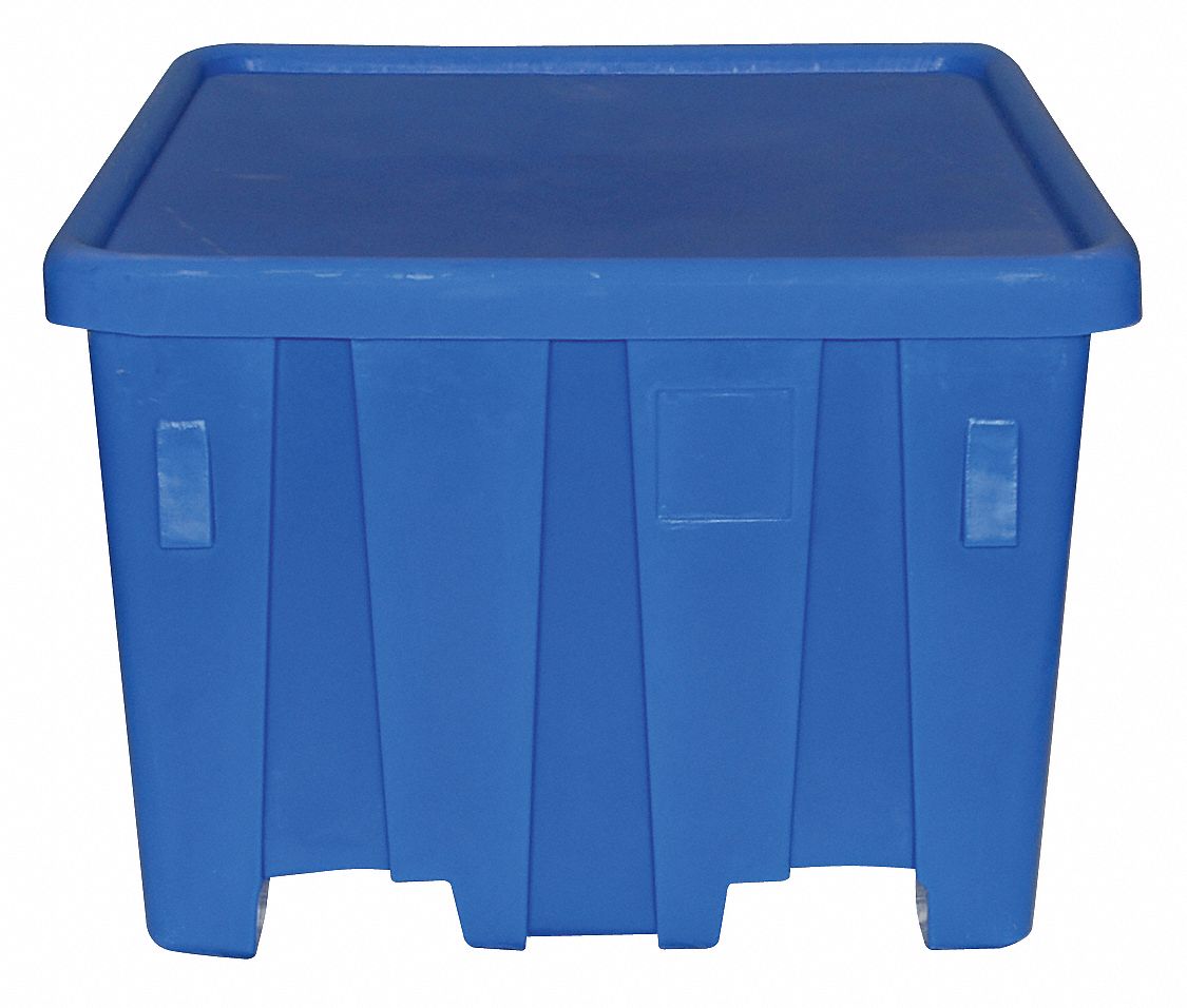Bulk Container: 27.5 cu ft, 45 in x 45 in x 33 in, Includes Lid, 2-Way Entry, Stackable