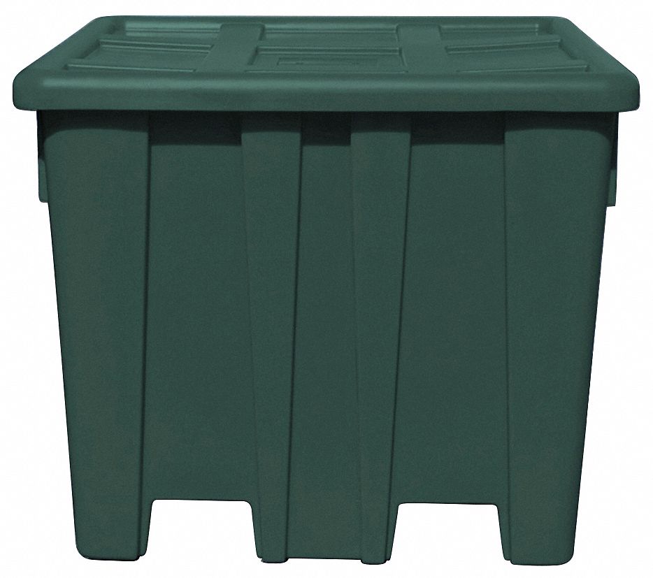 Bulk Container: 35 cu ft, 47 1/2 in x 47 1/2 in x 40 1/4 in, Includes Lid, 4-Way Entry