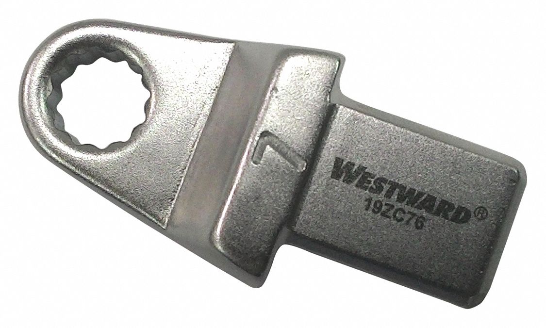 Interchangeable Torque Wrench Head: 9mm x 12mm Drive Size, 7 mm Size, 1 5/8 in Overall Lg