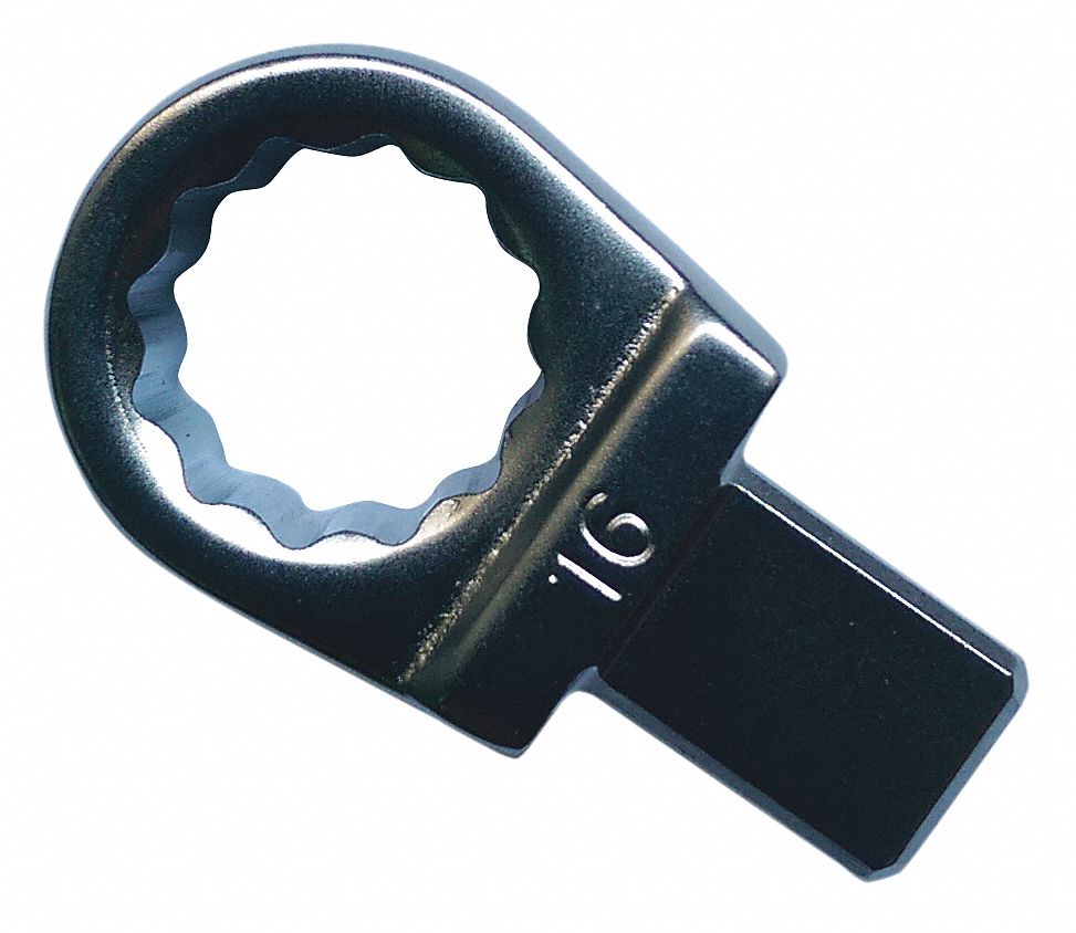 Interchangeable Torque Wrench Head: 9mm x 12mm Drive Size, 16 mm Size, 1 7/8 in Overall Lg