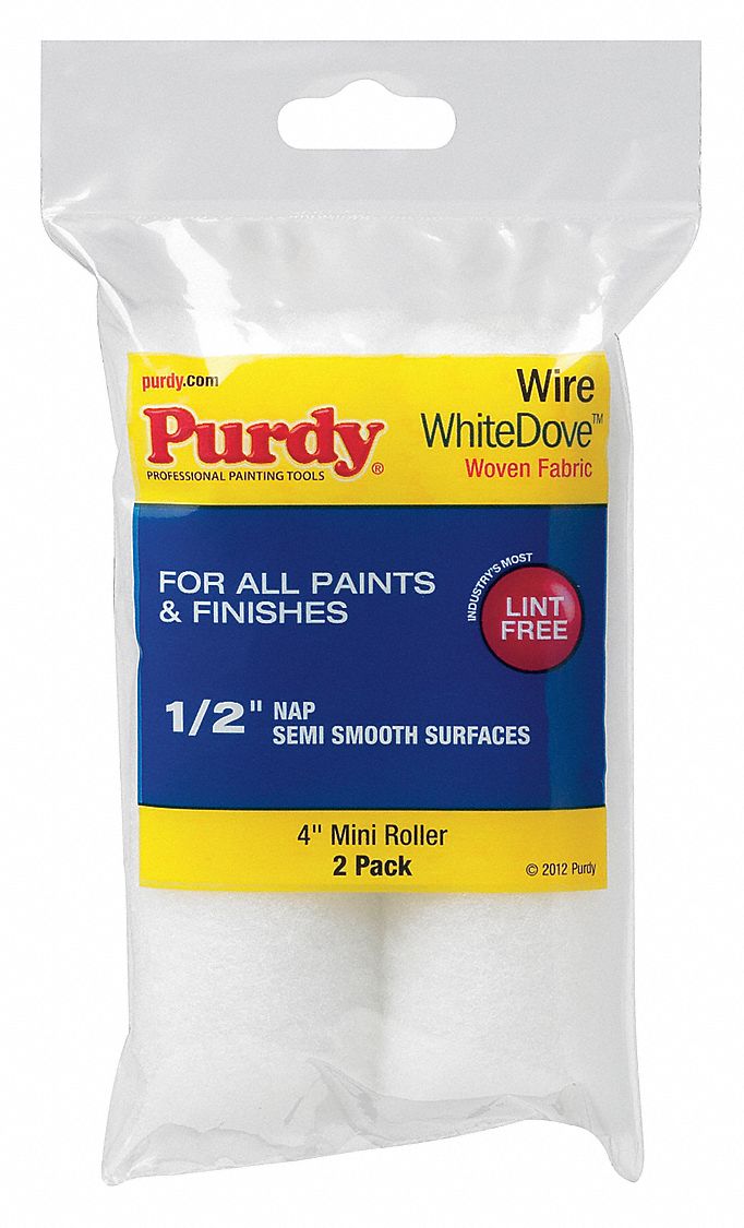 PURDY Paint Roller Cover 4 in Lg, 1/2 in Nap Size, Dralon Fabric