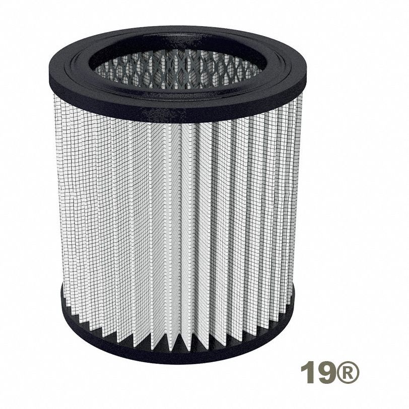 Filter: Polyester, 4.75 in Overall Ht, 3 in Inside Dia, 4 5/16 in Outside Dia, 19