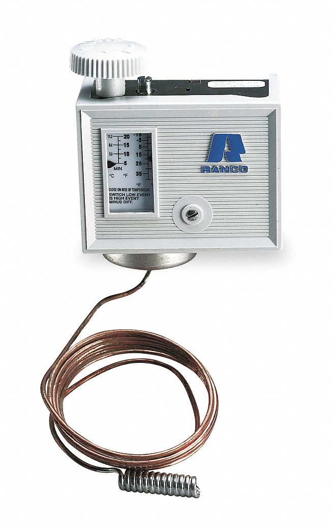 TEMPERATURE CONTROL, O SERIES, MEDIUM, SPST, 25 °  TO 75 °  F, 120V AC, 72 IN, ⅜ IN, UL