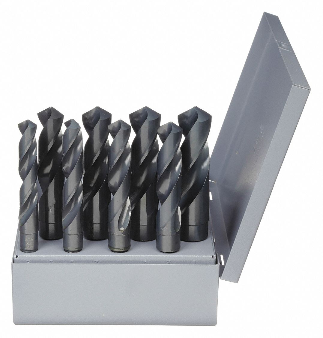 REDUCED SHANK DRILL BIT SET, 9/16 IN SMALLEST DRILL BIT, 1 IN LARGEST DRILL BIT SIZE