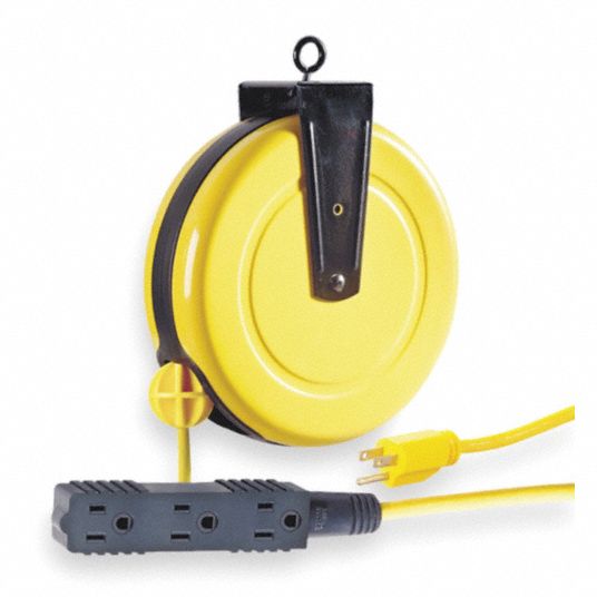 LUMAPRO Retractable Cord Reel, 120V AC, Triple Tap Connector, 30 ft