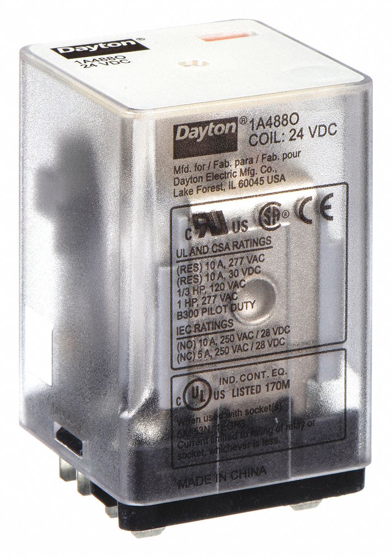 GENERAL PURPOSE RELAY, SOCKET MOUNTED, 10 A CURRENT RATING, 24V DC, 11 PINS/TERMINALS, 3PDT