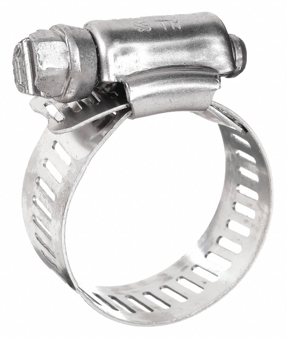 WORM GEAR HOSE CLAMP, 201 STAINLESS STEEL, PERFORATED BAND, 1¼ IN TO 2¼ IN CLAMPING DIA
