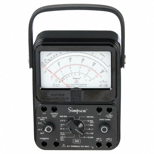 SIMPSON ELECTRIC Analog Multimeter: 1,000 V Max AC Volt Measurement, 1,000  V Max DC Volt Measurement