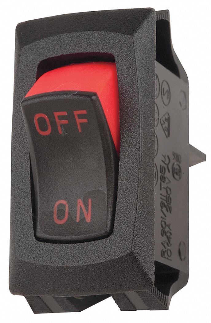 ROCKER SWITCH, SERIES R, 2 POSITIONS, SPST, OFF/ON, 3/4 HP, CURVETTE
