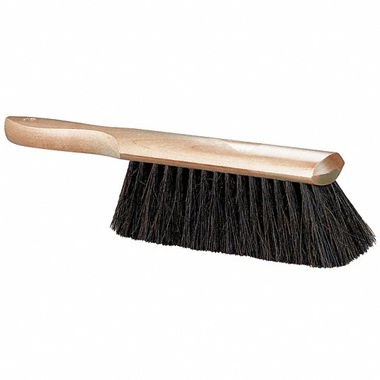 Bench Brush: Horsehair Bristles, Wood Handle, 9 in Brush Lg, 5 1/4 in Handle Lg, Black