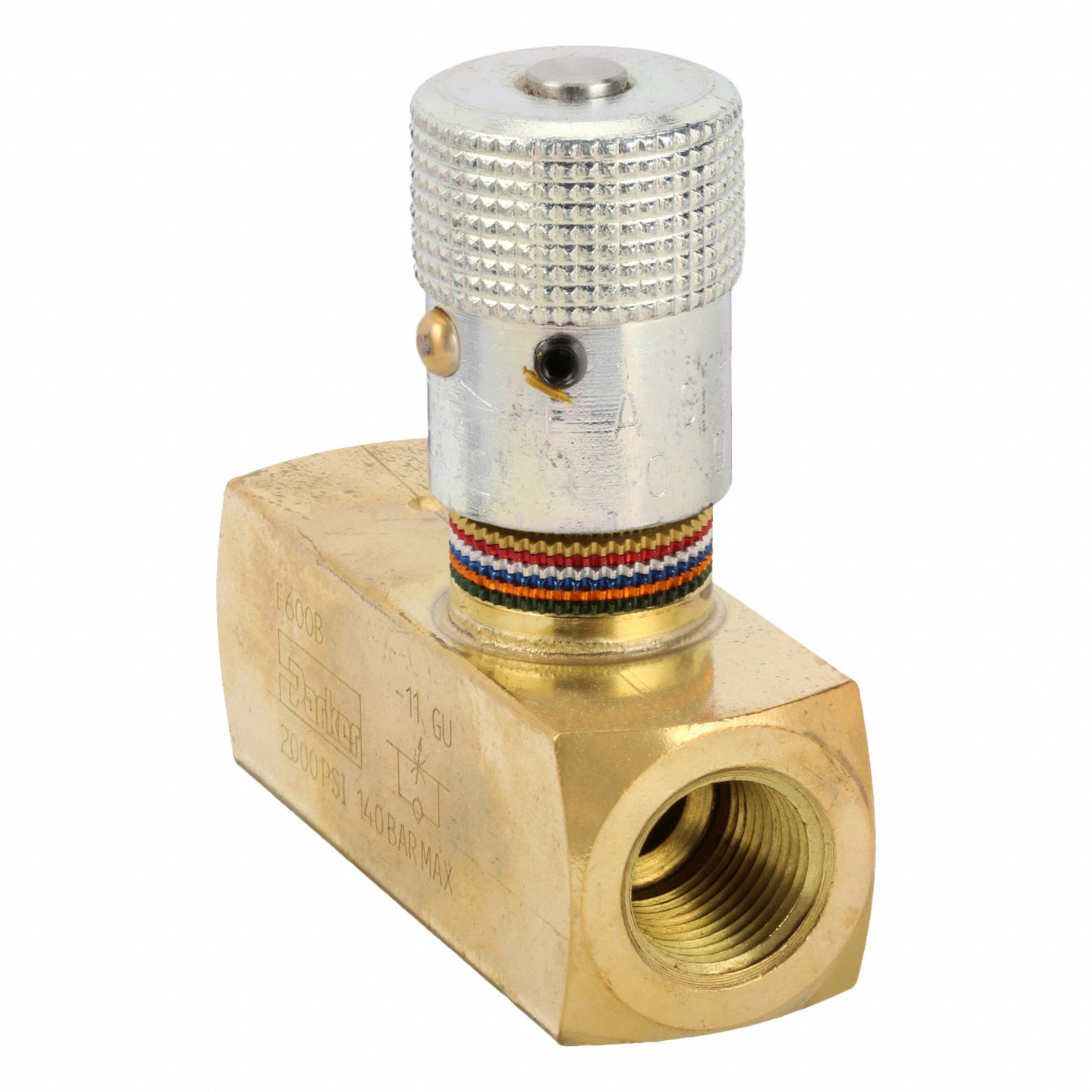 Hydraulic Flow Control Valve: 8 gpm Max Flow Rate, 3/8 in NPT, 3/8 in NPT, Brass, Control
