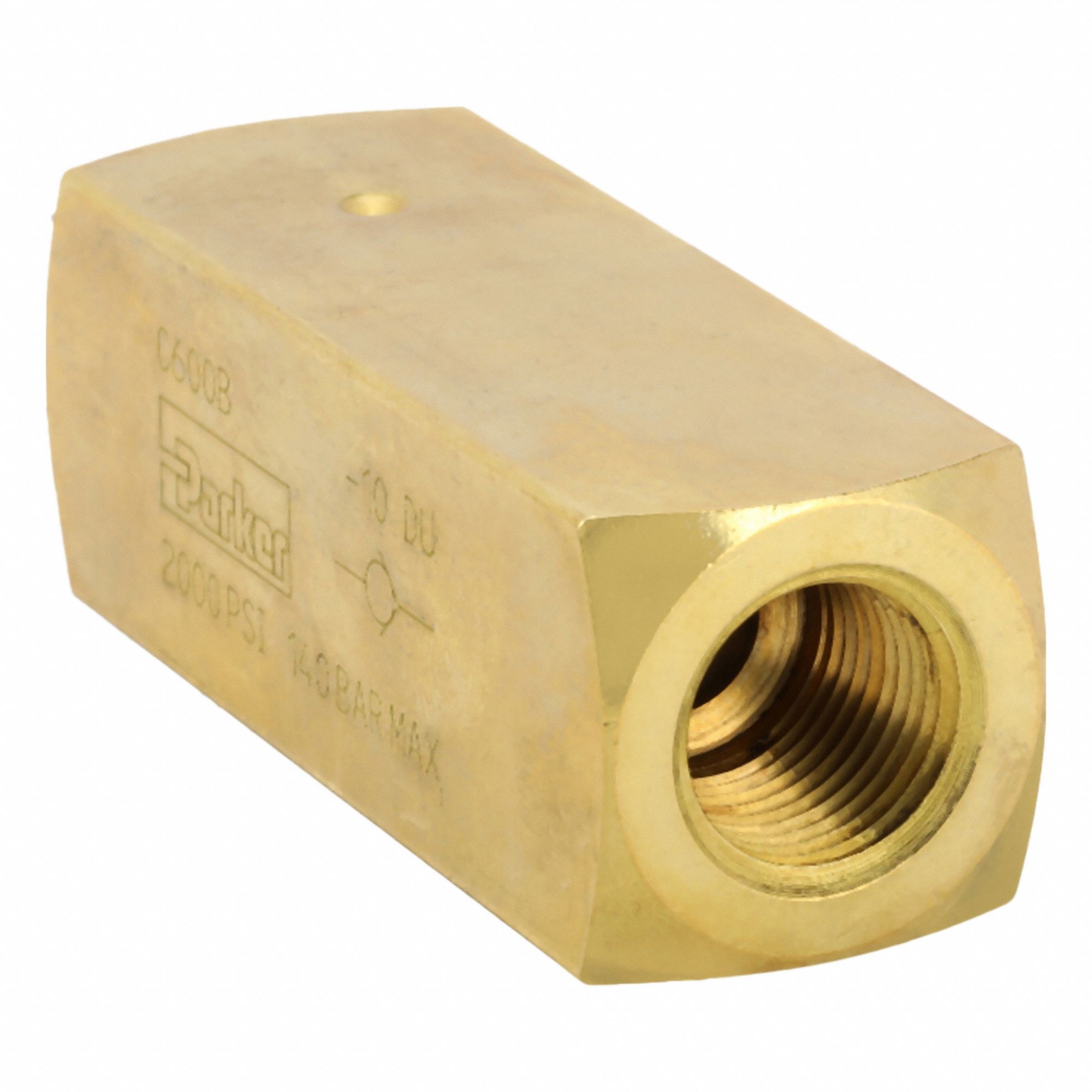 HYDRAULIC CHECK VALVE, 2,000 PSI, 8 GPM, 3/8 IN NPT THREAD, BRASS