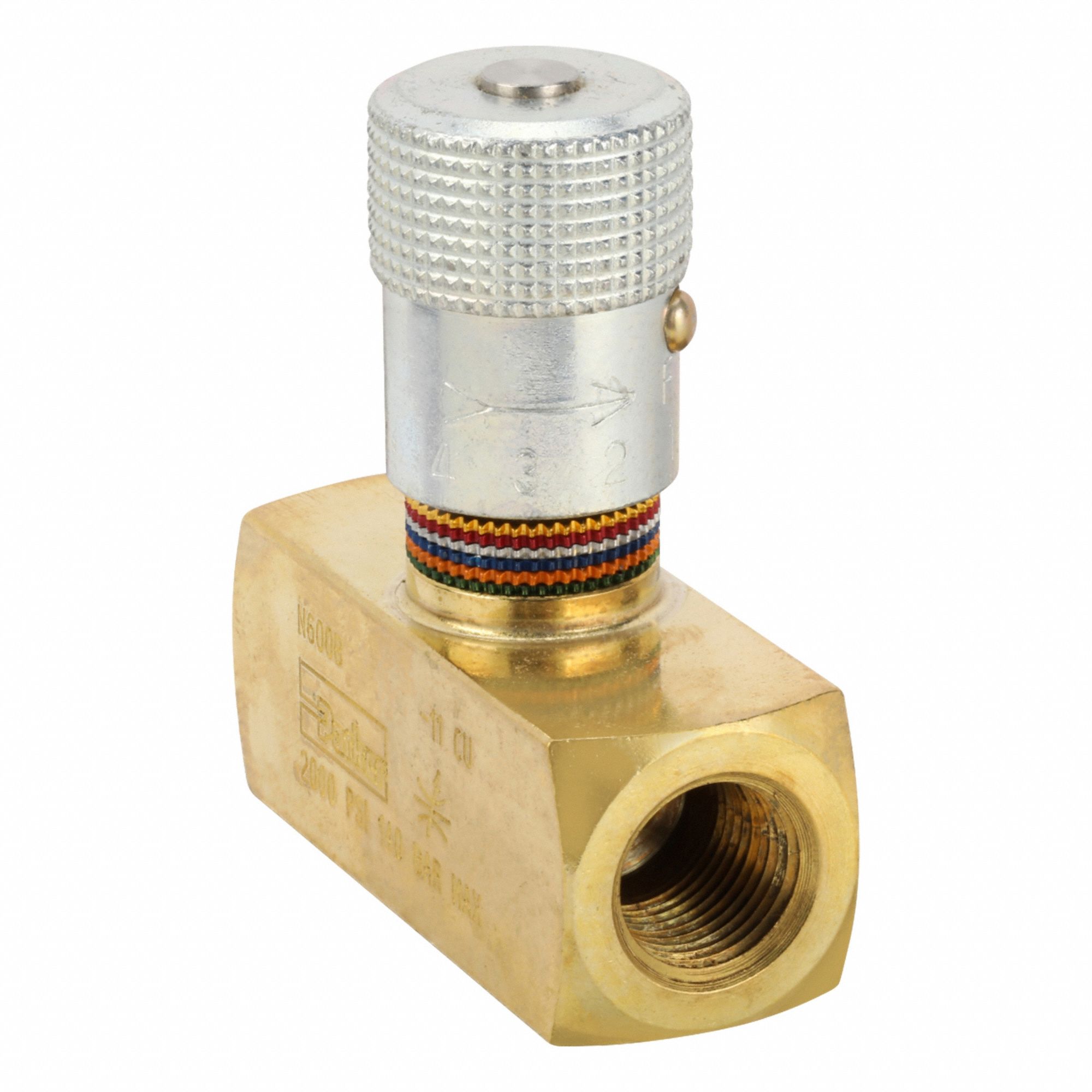 NEEDLE VALVE, 8 GPM MAXIMUM FLOW RATE, 3/8 IN NPT THREAD, 2,000 PSI MAXIMUM PRESSURE, BRASS