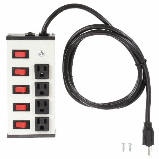 WIREMOLD, 4 Outlets, 6 ft Cord Lg, Outlet Strip 1A944UL208BC Grainger
