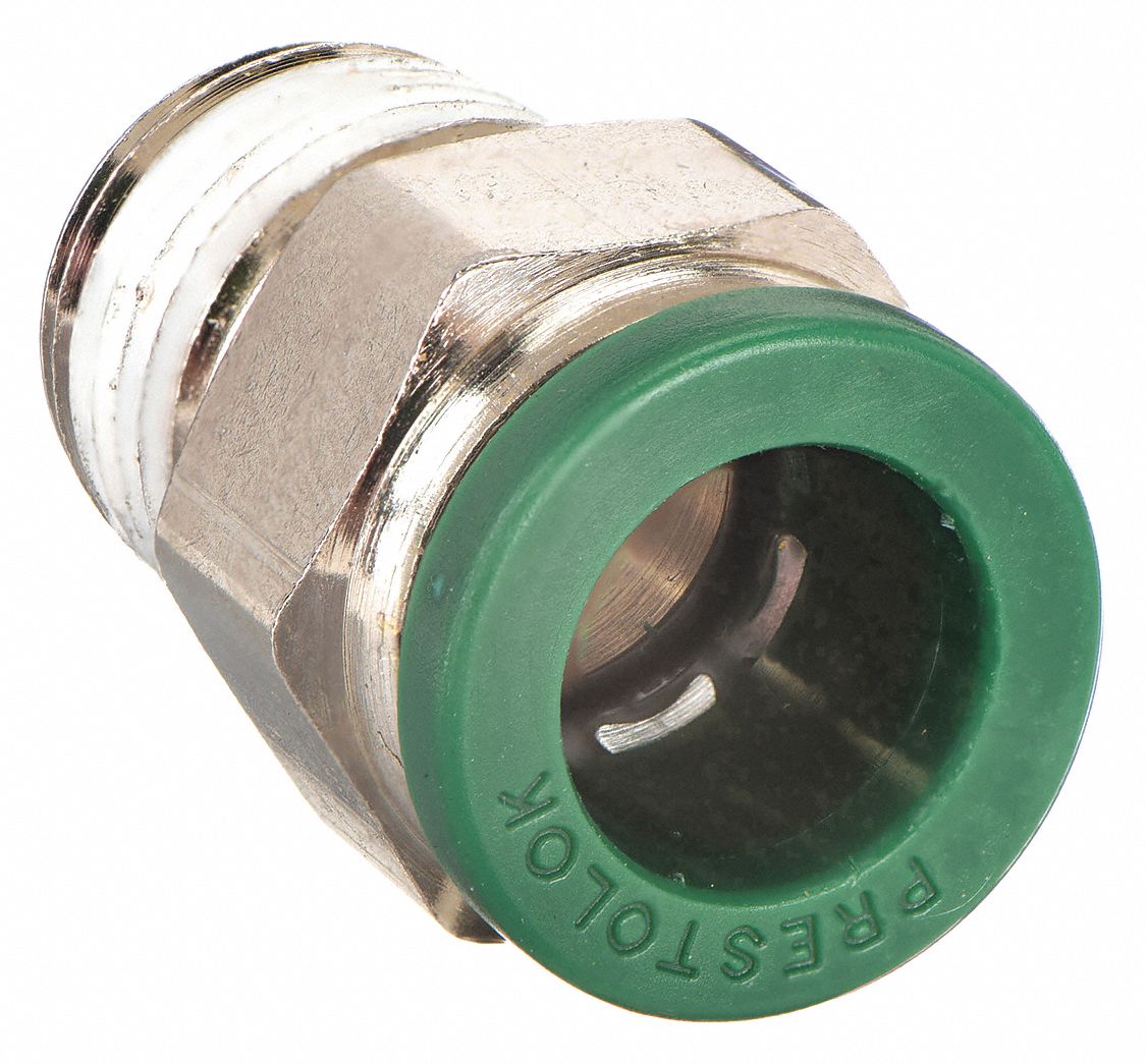 MALE CONNECTOR: NICKEL PLATED BRASS, PUSH-TO-CONNECT X MNPTF, FOR 5/16 IN TUBE OD, 10 PK