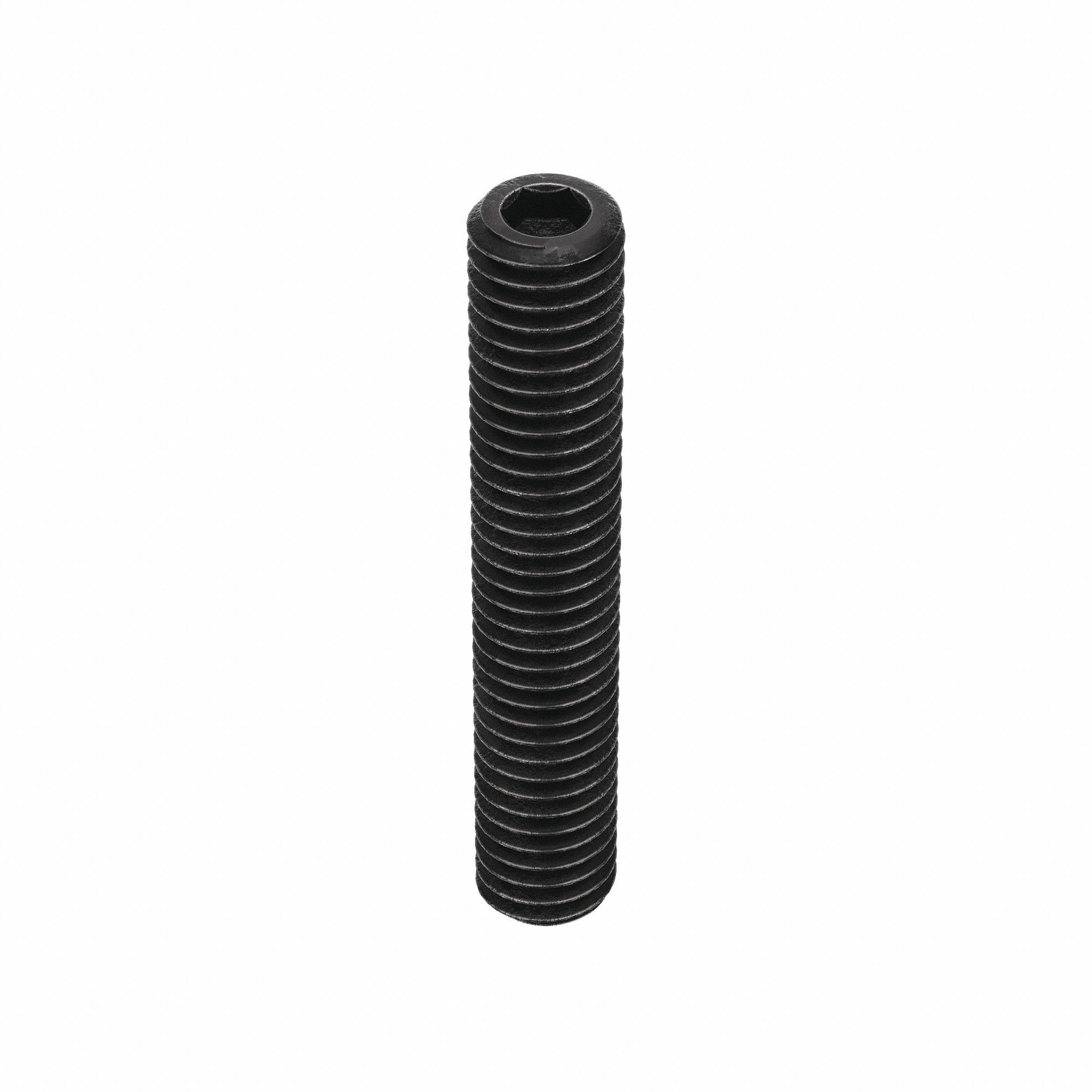 Socket Set Screw: 3/8"-16 Thread Size, 2 1/4 in Overall Lg, Cup pt, Alloy Steel, Black Oxide, 25 PK