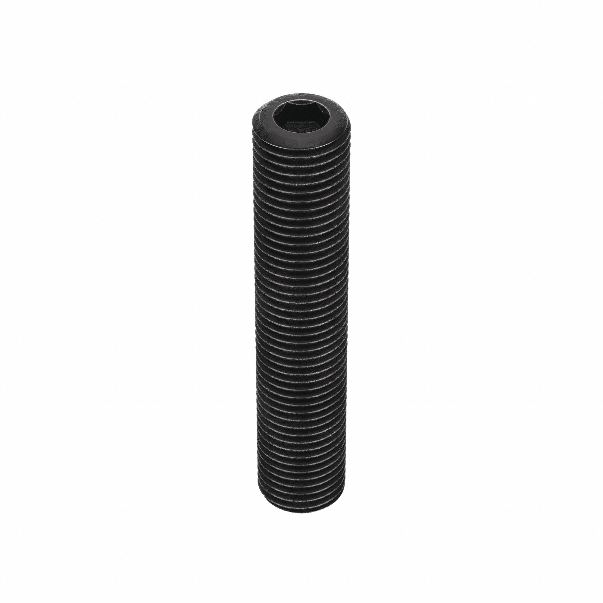 Socket Set Screw: 3/8"-24 Thread Size, 2 in Overall Lg, Cup pt, Alloy Steel, Black Oxide, 25 PK