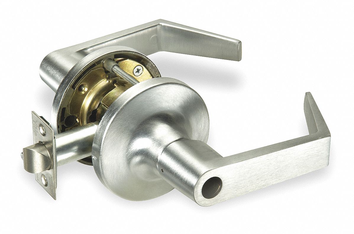 Door Lockset: Office Lever Locksets, Chrome, ADA Compliant