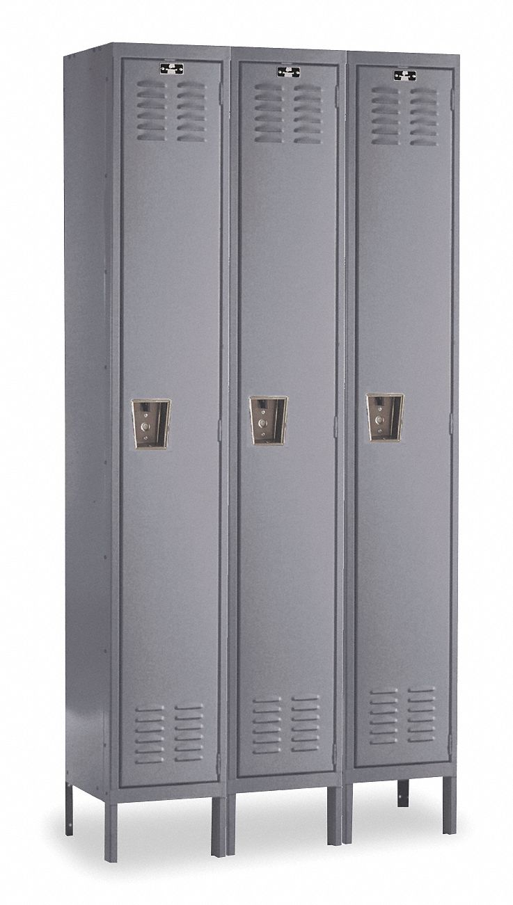 HALLOWELL Dark Gray Wardrobe Locker, (1) Tier, (3) Wide Openings 3, 36