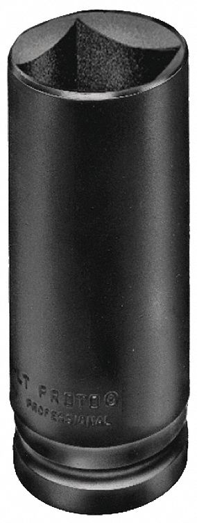 Impact Socket: 3/4 in Drive Size, SAE, 13/16 in Socket Size, 4-Point, Deep, Black Oxide