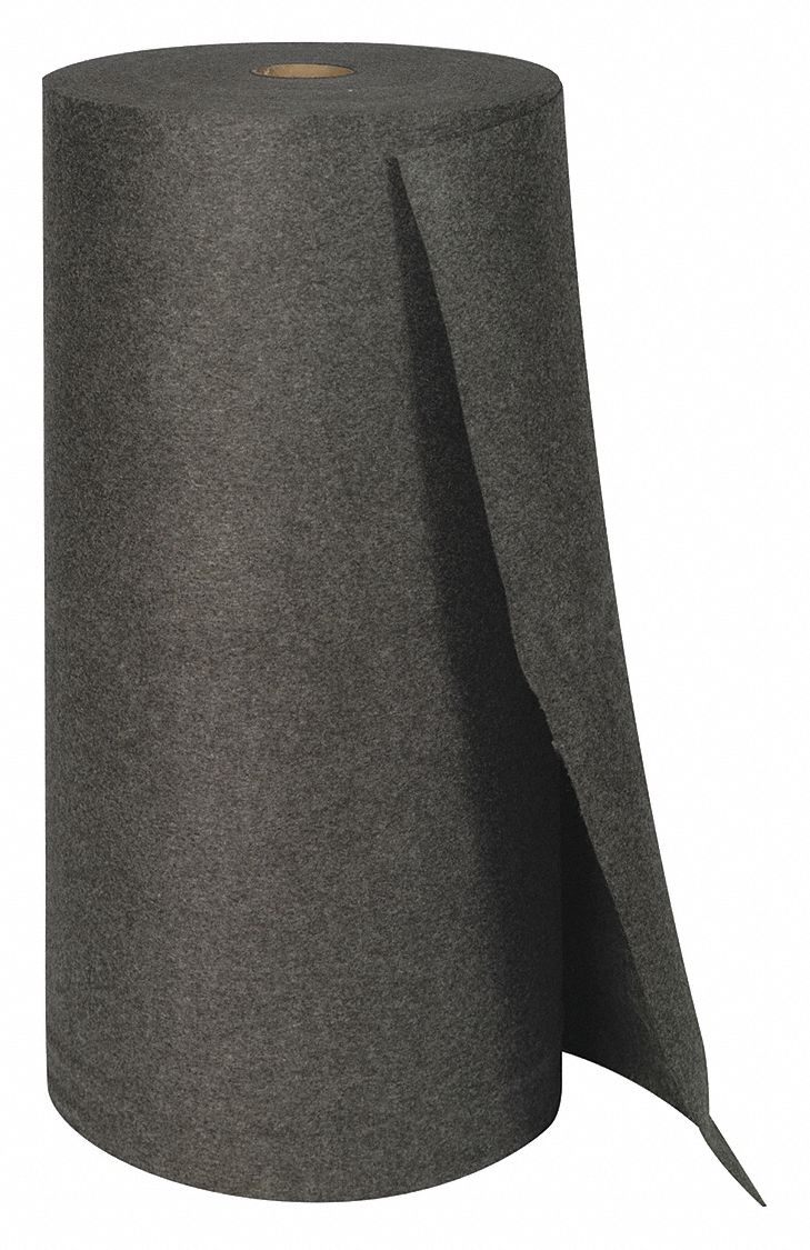 ROULEAU ABSORBANT, 300 PI X 3 PI, POLYPROPYLÈNE, 59 GAL ABSORBÉS PAR TAMPON, 59 GAL PAR PAQUET, GRIS