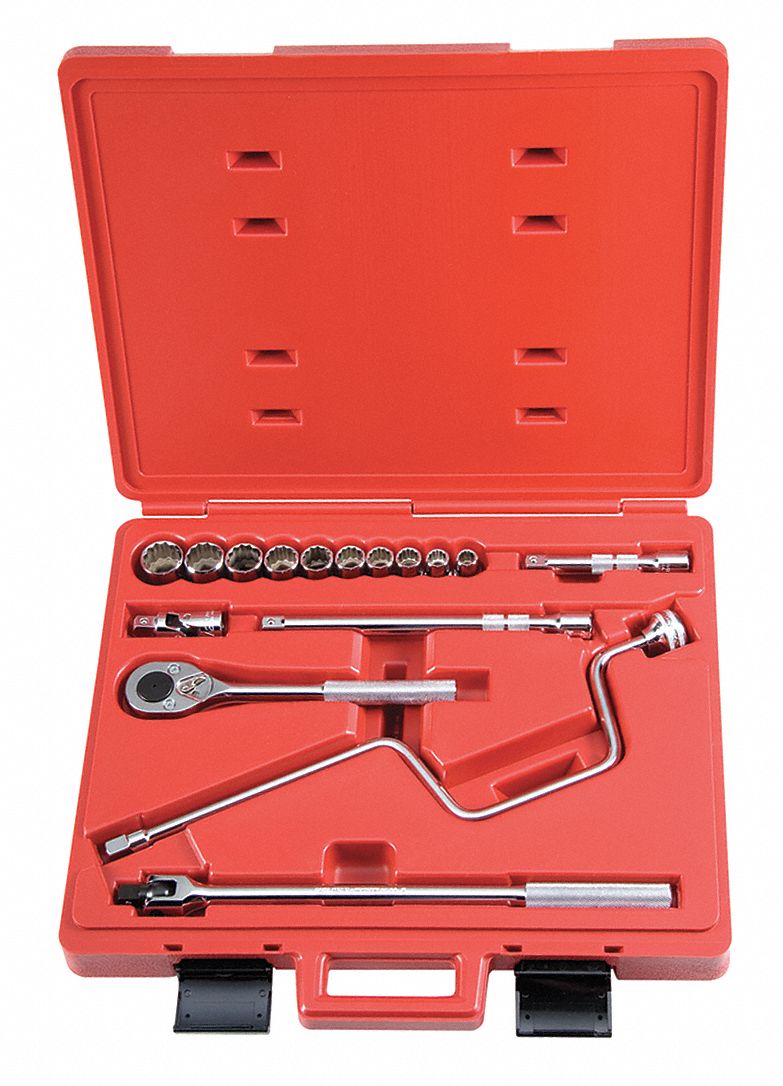 PROTO, 1/2 in Drive, 16 Piece, Socket Wrench Set - 1AF11