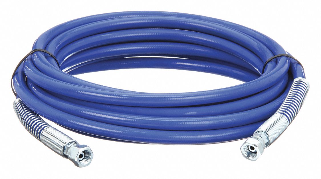 Airless Paint Spray Hose: 1/4 in Inside Dia, 25 ft Overall Lg, Polyurethane, Nylon
