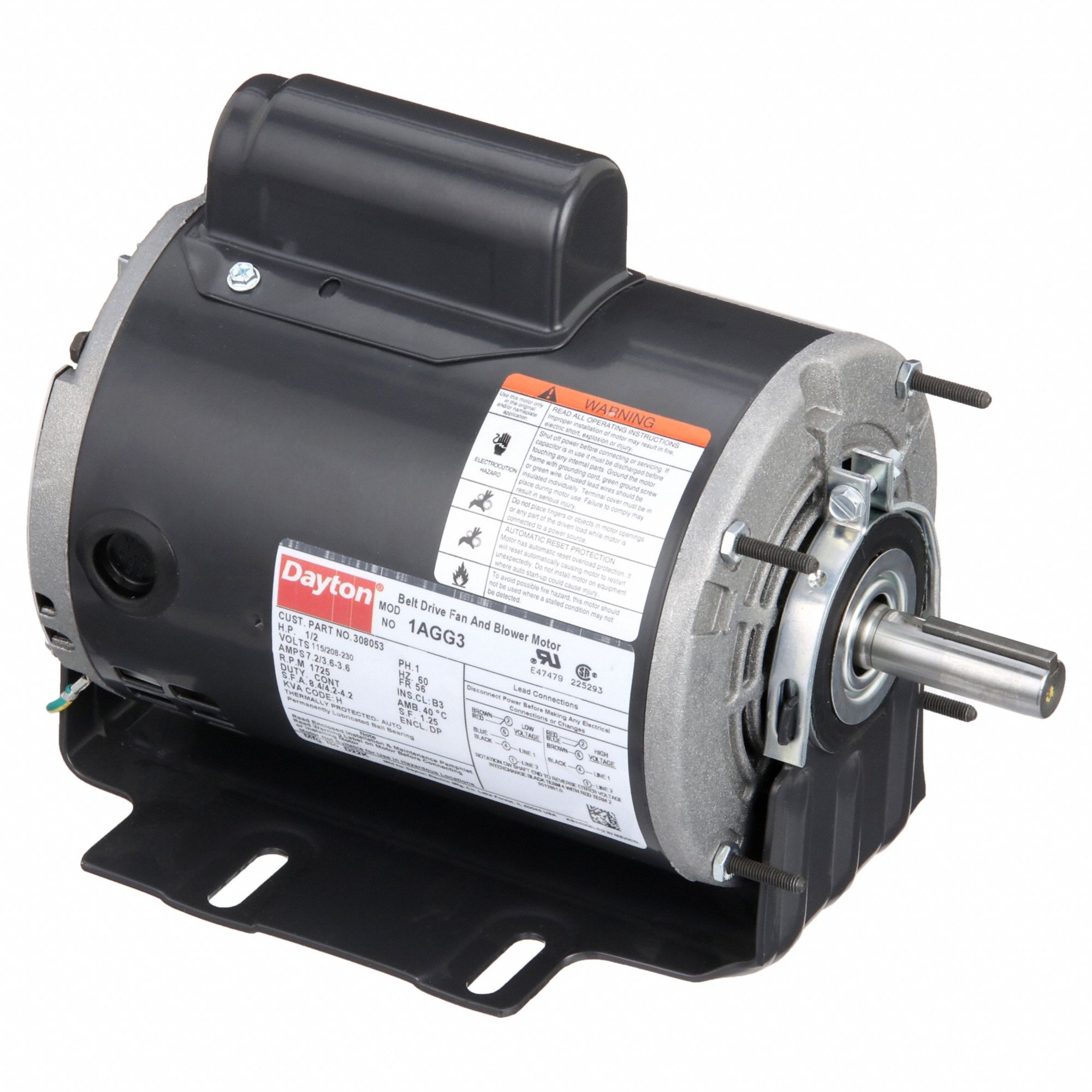 1 Speed, Open Dripproof, Belt Drive Motor - 1AGG3|1AGG3 - Grainger