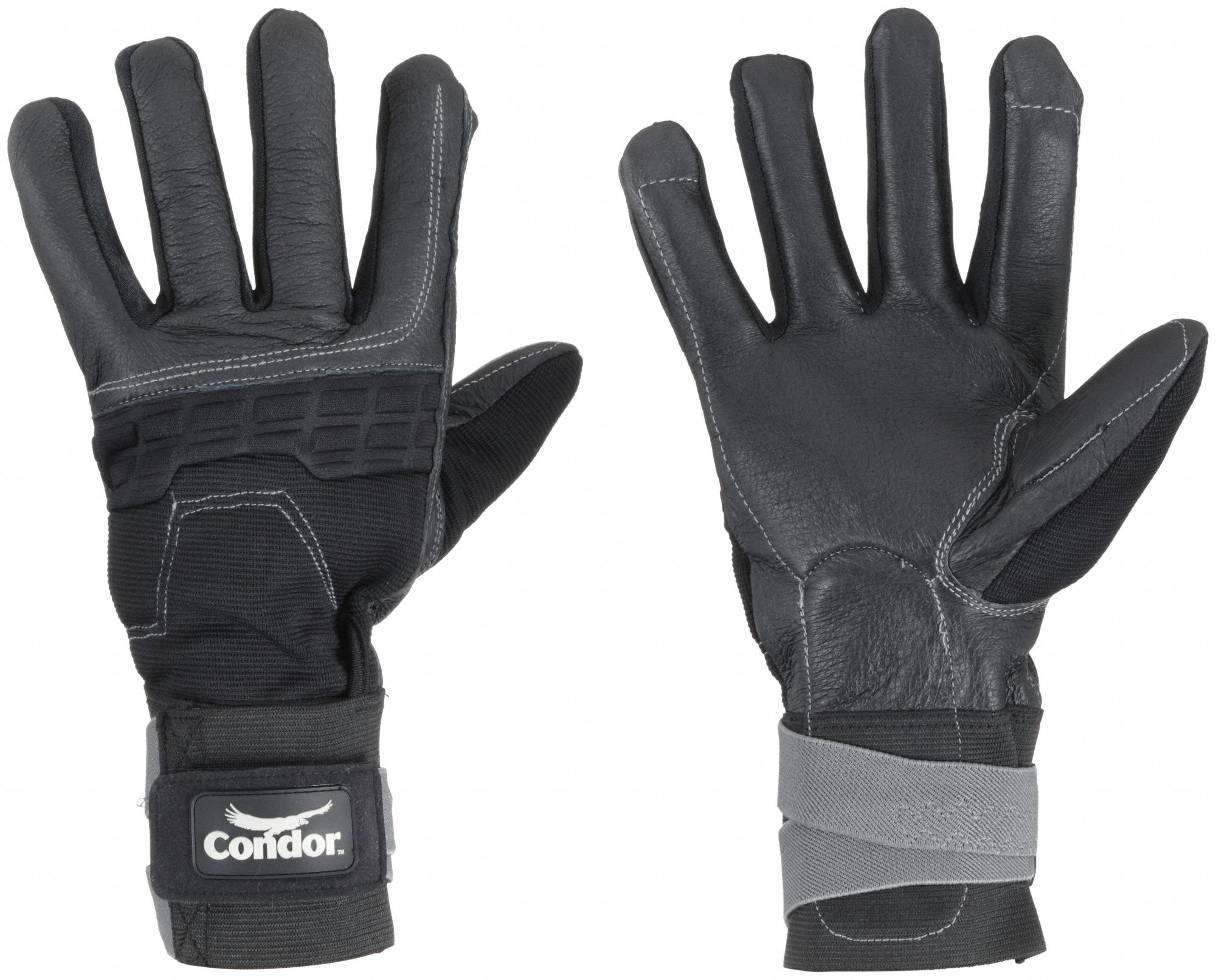 CONDOR, Pigskin, Black, Mechanics Gloves 1AGG71AGG7 Grainger