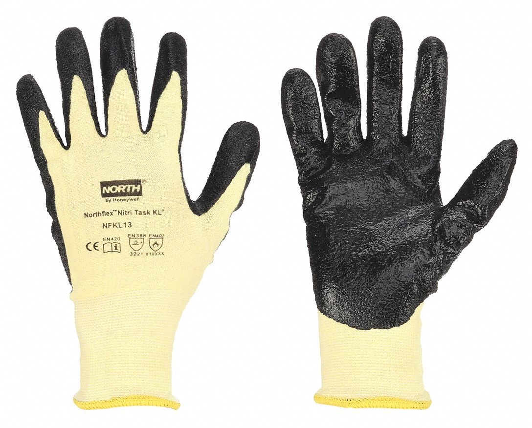 Coated Gloves, Yellow/Black,