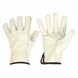 LEATHER DRIVERS GLOVES, L (9), PREMIUM COWHIDE, FULL FINGER, SHIRRED SLIP-ON CUFF