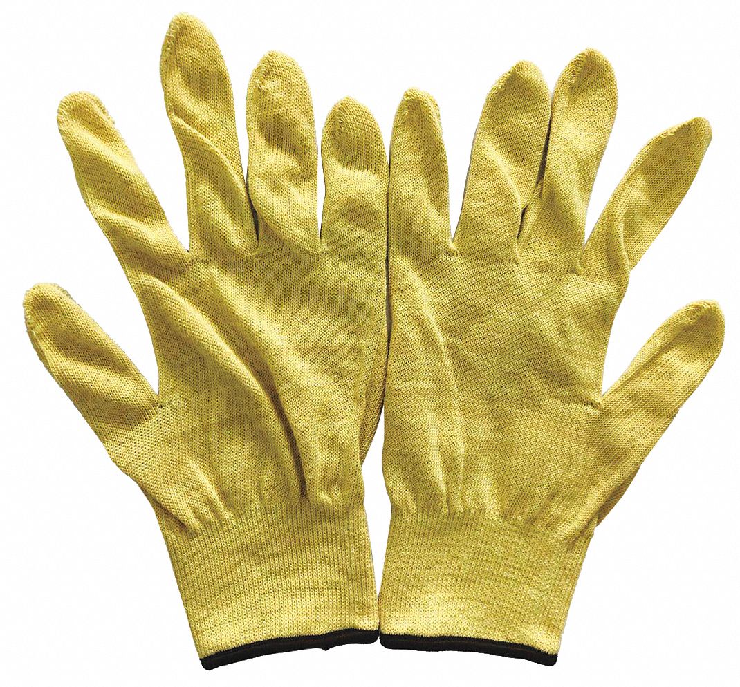 CUT-RESISTANT GLOVES, L (9), ANSI CUT LEVEL A2, UNCOATED, KEVLAR, 13 GA, YELLOW