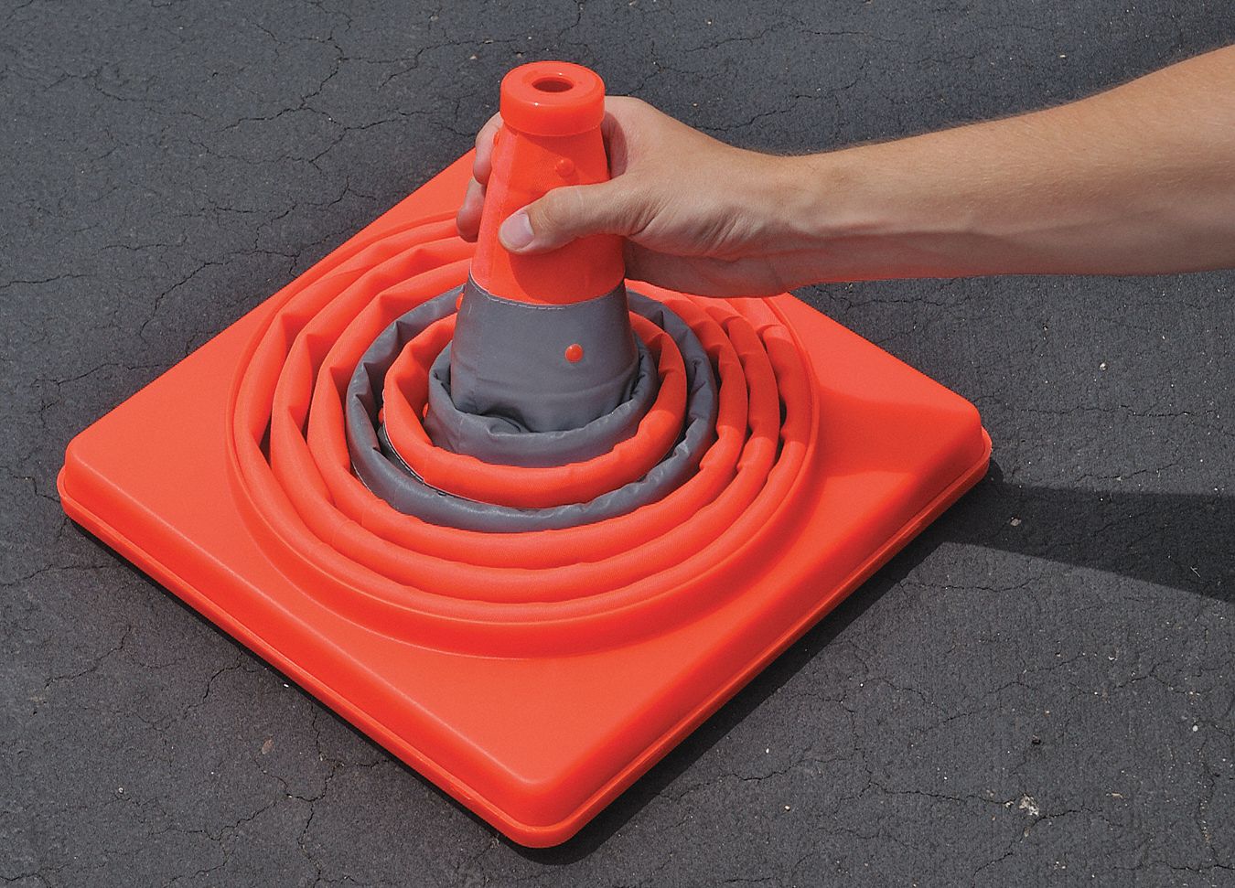 TOLCO Collapsible Traffic Cone, 28 in Cone Height, Orange, Nylon