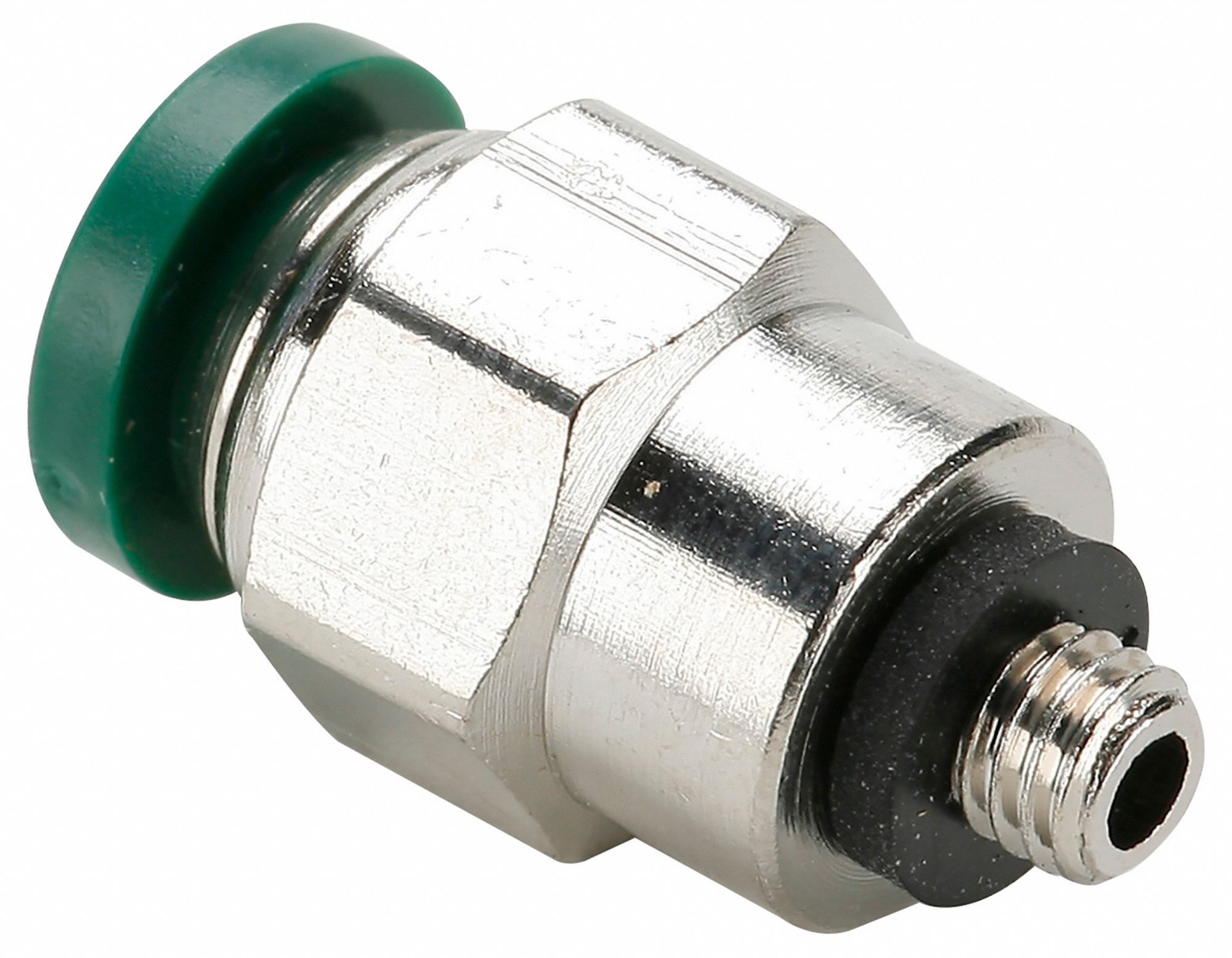 MALE CONNECTOR: NICKEL PLATED BRASS, PUSH-TO-CONNECT X MBSPP, FOR ⅜ IN TUBE OD, IMPERIAL